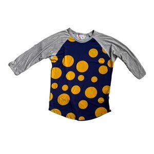 LuLaRoe Gray and Blue Randy Baseball Shirt